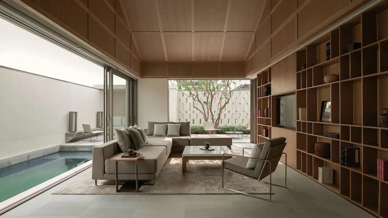 烏鎮(zhèn)阿麗拉極簡(jiǎn)東方美學(xué)度假酒店裝修設(shè)計(jì)案例(圖3) 烏鎮(zhèn)阿麗拉極簡(jiǎn)東方美學(xué)度假酒店裝修設(shè)計(jì)案例(圖3)