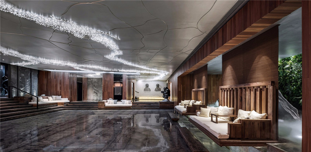 明谷行館新中式溫泉度假酒店裝修(圖3) 明谷行館新中式溫泉度假酒店大堂裝修實(shí)景圖
