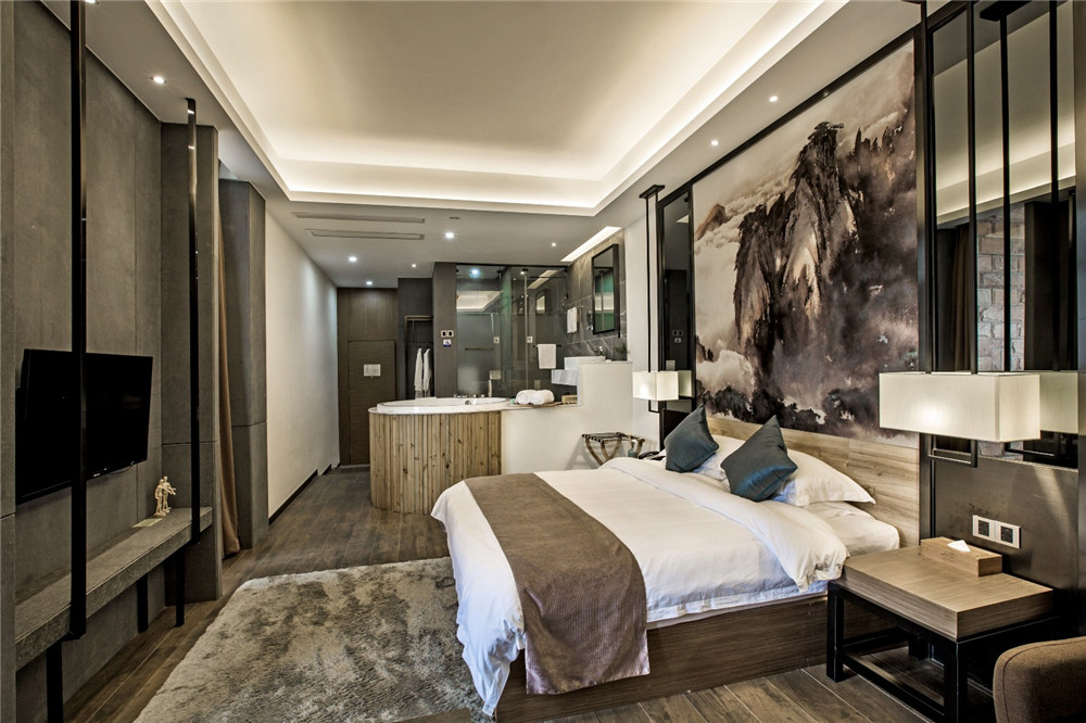 焦作九曲竹文化主題民宿酒店設(shè)計(jì)案例(圖7) 焦作九曲竹文化主題民宿酒店客房裝修設(shè)計(jì)實(shí)景圖